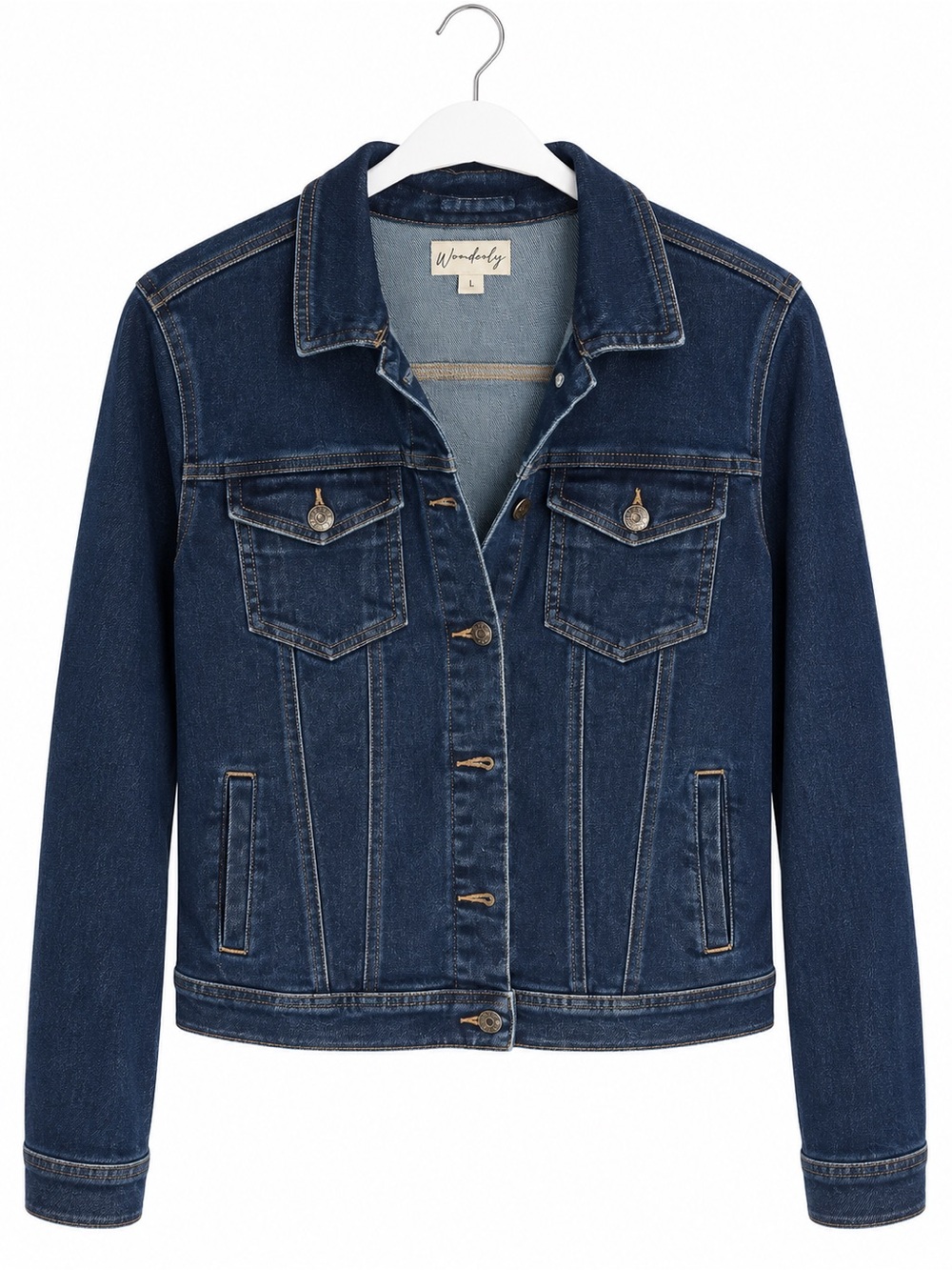 Wonderly Women’s Large Dark Wash Denim Jacket Western Cowgirl Waist Length